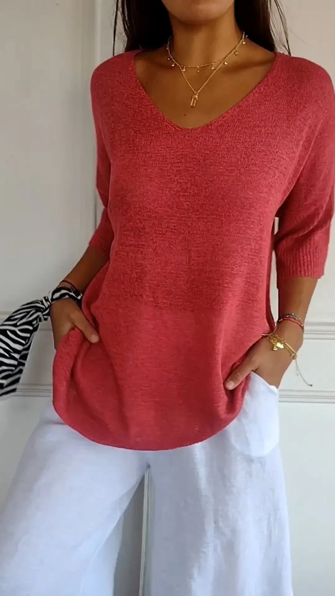 Kit 3 Blusas Malu® Malha Leve – Decote V Elegante